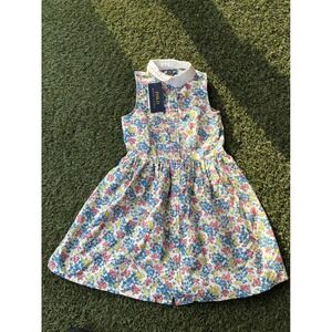 Polo Ralph Lauren Girls Floral Sleeveless Dress Size 6 Collared Button Front